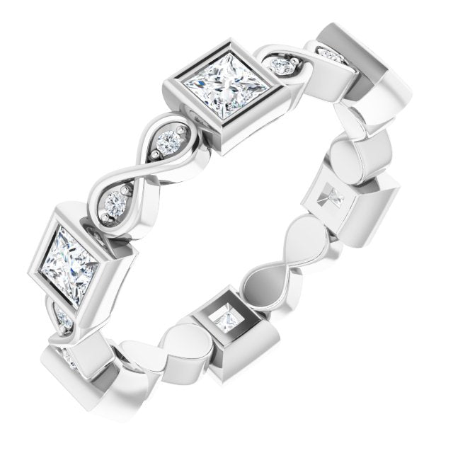 1.18 ct. Bezel Set Princess & Round Diamond Eternity Band-VIRABYANI